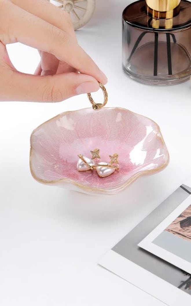 JAMEND CLXP Lotus Leaf Shape Decorative Ring Tray