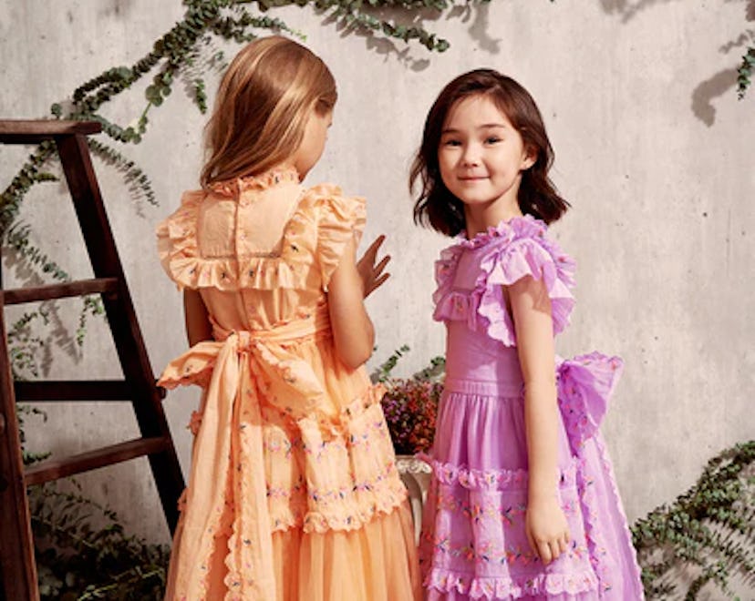 Ruffled pastel dresses that are perfect for easter 2024 outfits for kids.