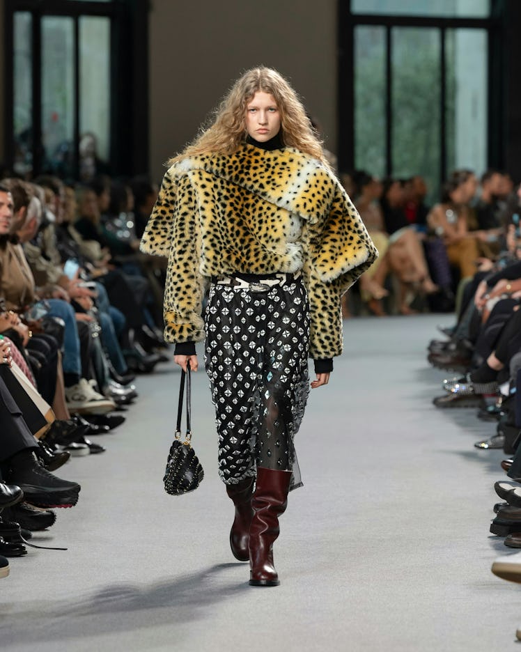 A model walks the runway during the Rabanne Womenswear Fall/Winter 2024-2025 show as part of Paris F...