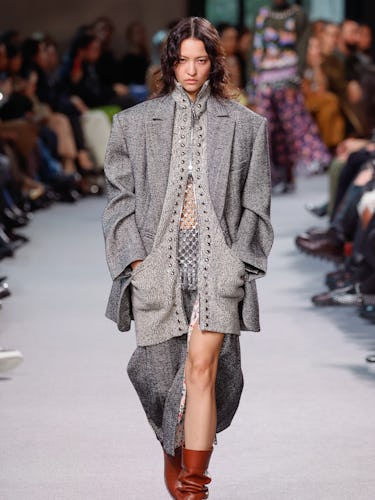 Model on the runway at Rabanne RTW Fall 2024 as part of Paris Ready to Wear Fashion Week held at Pal...