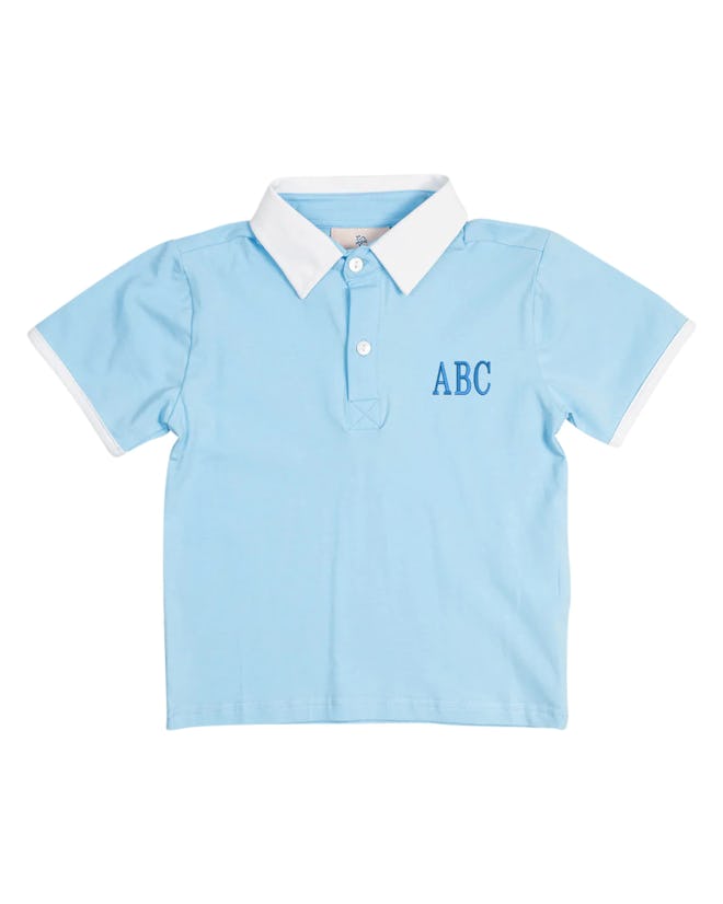 Blue Knit Polo Shirt, a cute easter 2024 outfit for toddler boys.