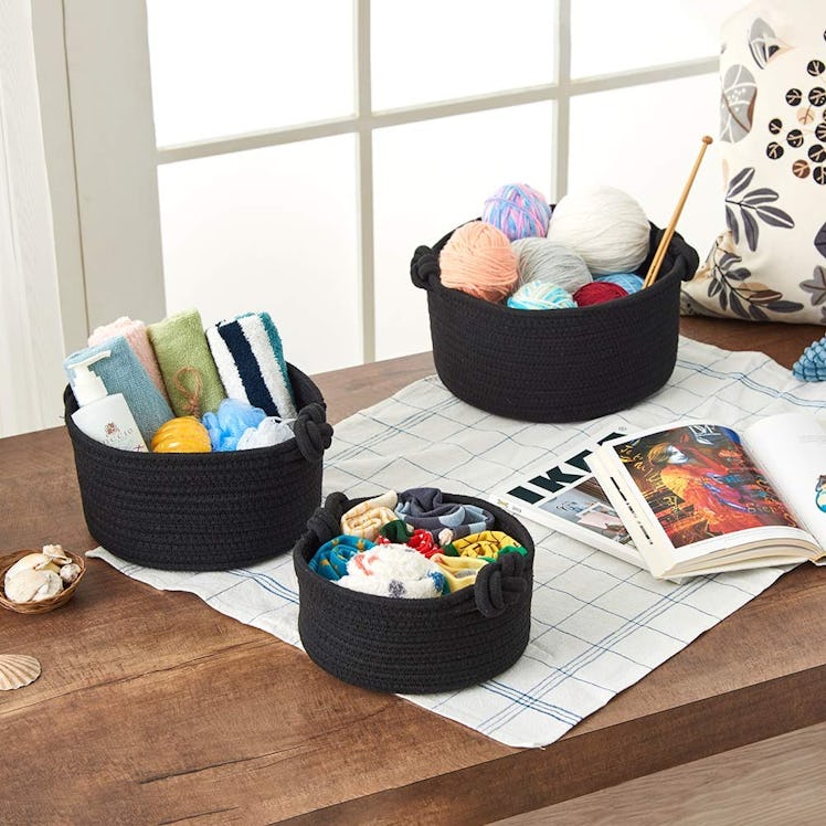 EZOWare Cotton Rope Knit Baskets (Set of 3)