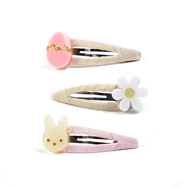 Easter Egg Daisy and Bunny Snap Clips Set, the perfect easter 2024 accessories for kids.