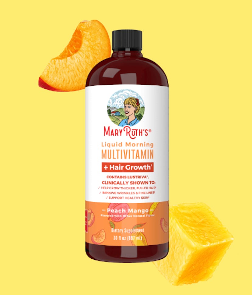 MaryRuth's Liquid Morning Multivitamin + Hair Growth, Peach Mango, 30 Fl. Oz.
