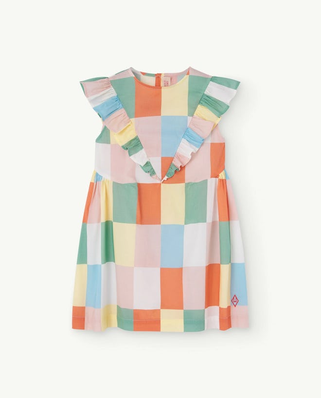 Giraffe Squares Kids Relaxed Fit Dress, perfect for easter 2024 outfits for kids