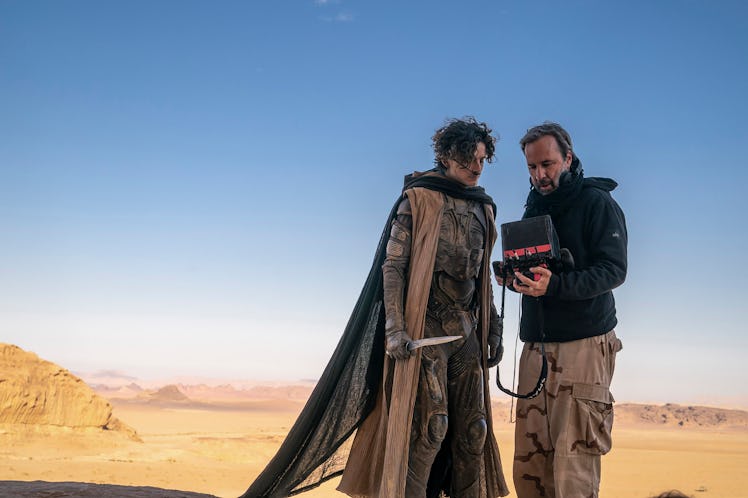 Timothée Chalamet and Denis Villeneuve filming 'Dune: Part Two.'