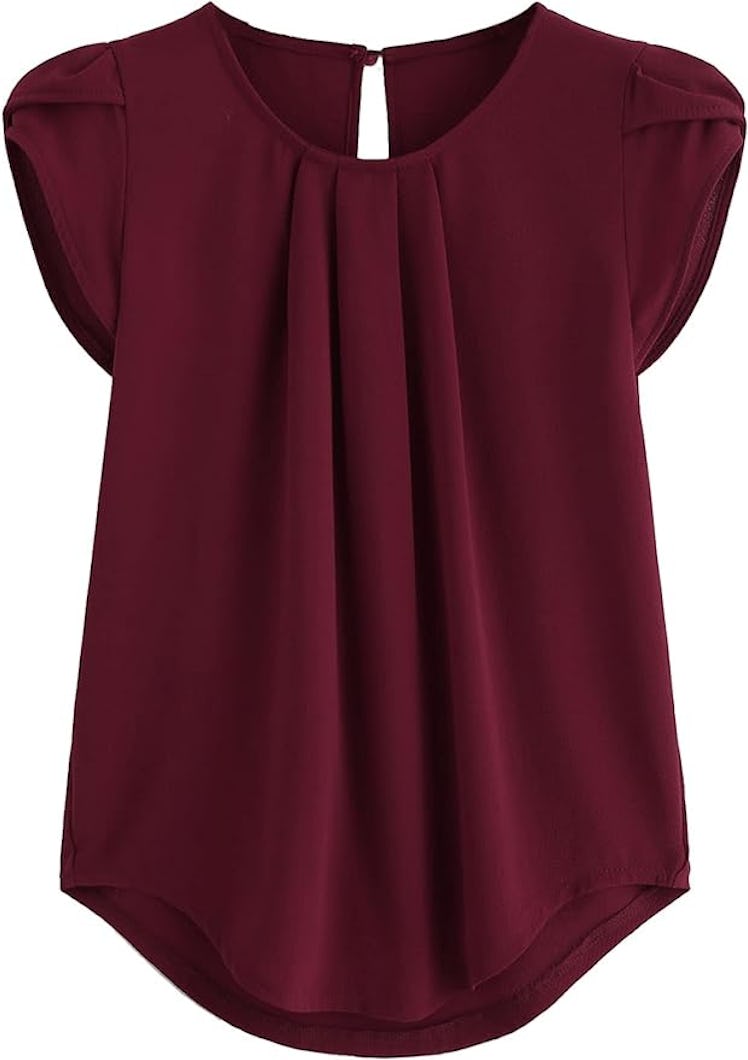 Milumia Cap-Sleeve Keyhole Blouse