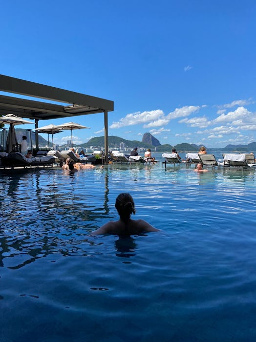 Hannah Kerns in the infinity pool at the Fairmont in Rio.
