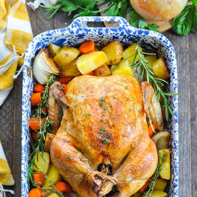 crispy roast chicken with vegetables