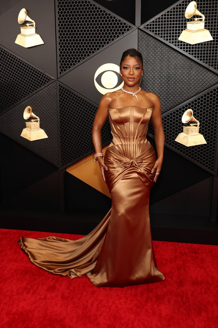 Victoria Monet attends the 66th GRAMMY Awards at Crypto.com Arena on February 04, 2024 in Los Angele...