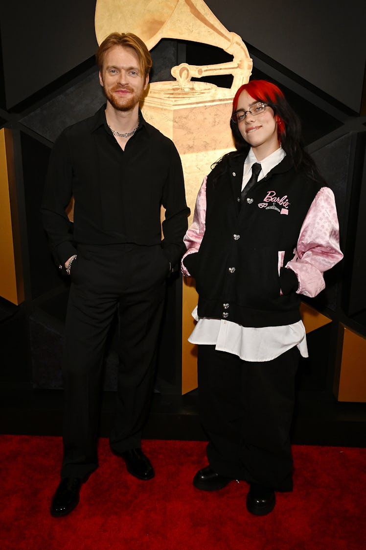 FINNEAS and Billie Eilish attend the 66th GRAMMY Awards at Crypto.com Arena on February 04, 2024 in ...