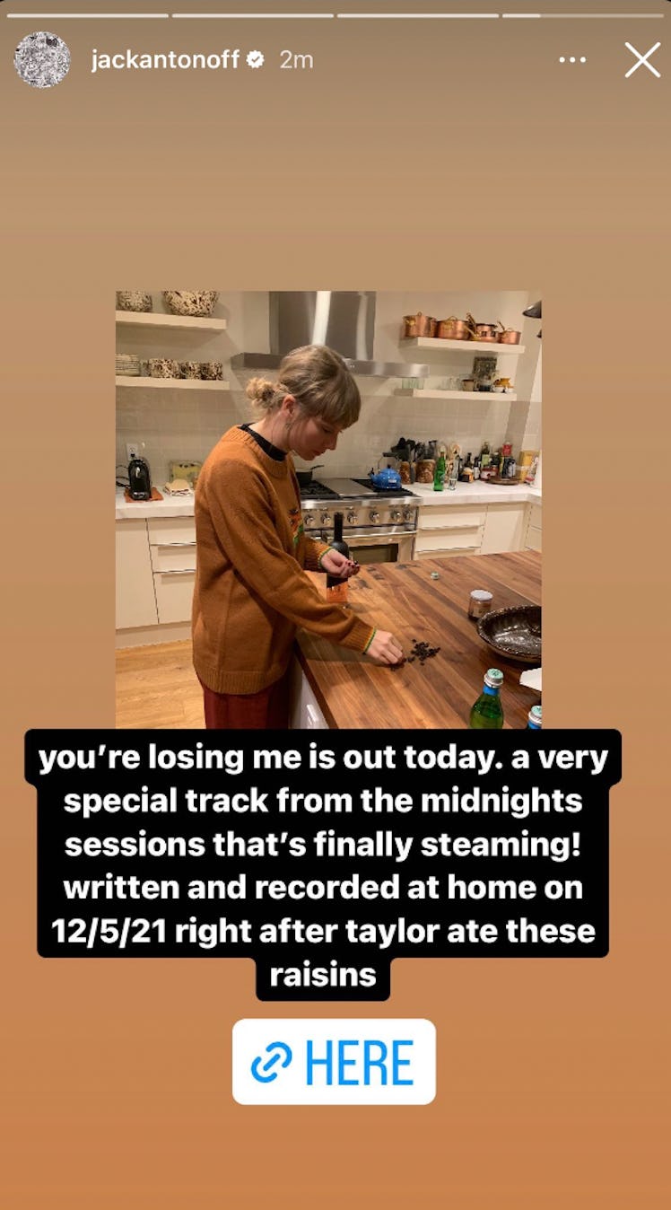 Screenshot of Jack Antonoff's Instagram Story featuring Taylor Swift