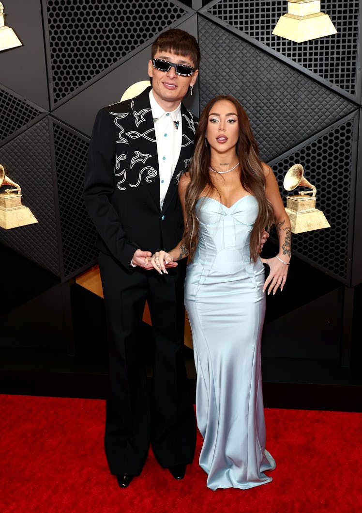 Peso Pluma and Nicki Nicole attend the 66th GRAMMY Awards at Crypto.com Arena on February 04, 2024 i...