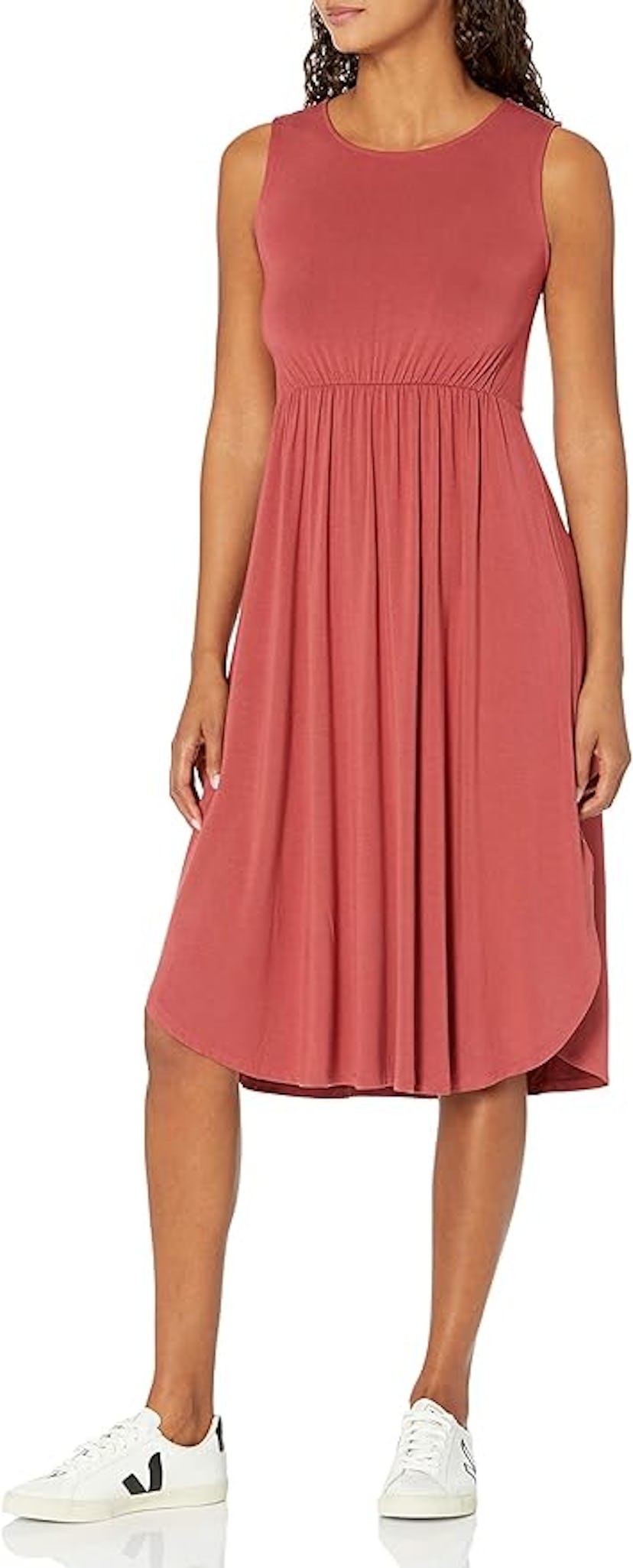 Amazon Essentials Jersey Sleeveless Gathered Midi Dress