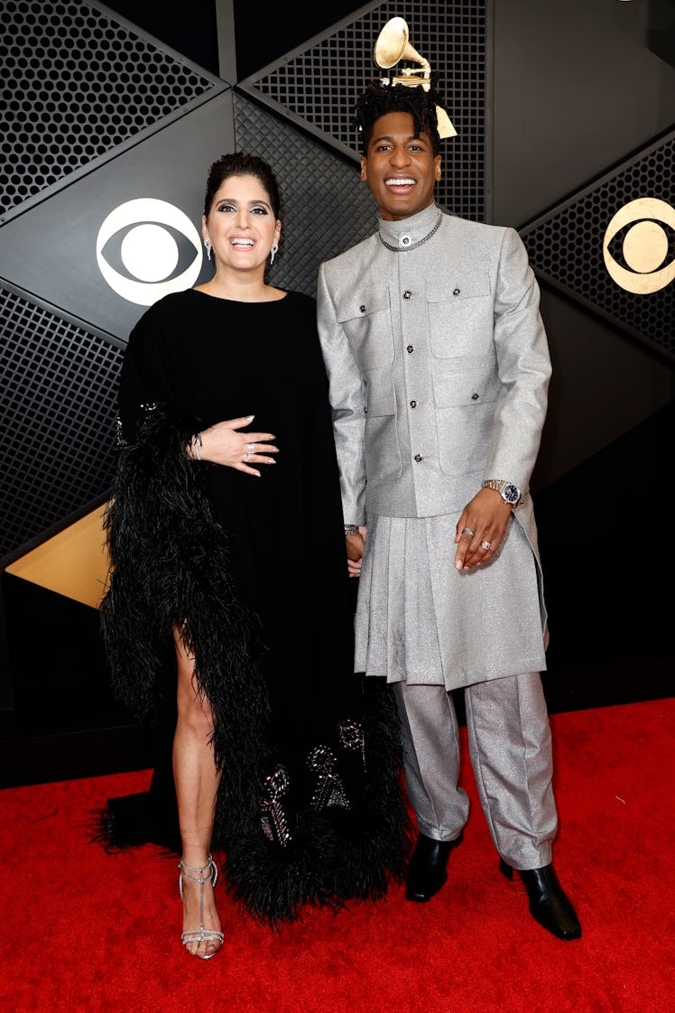 Suleika Jaouadand Jon Batiste attend the 66th GRAMMY Awards at Crypto.com Arena on February 04, 2024...