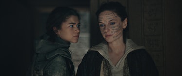 Zendaya as Chani and Rebecca Ferguson as Lady Jessica in Dune: Part Two