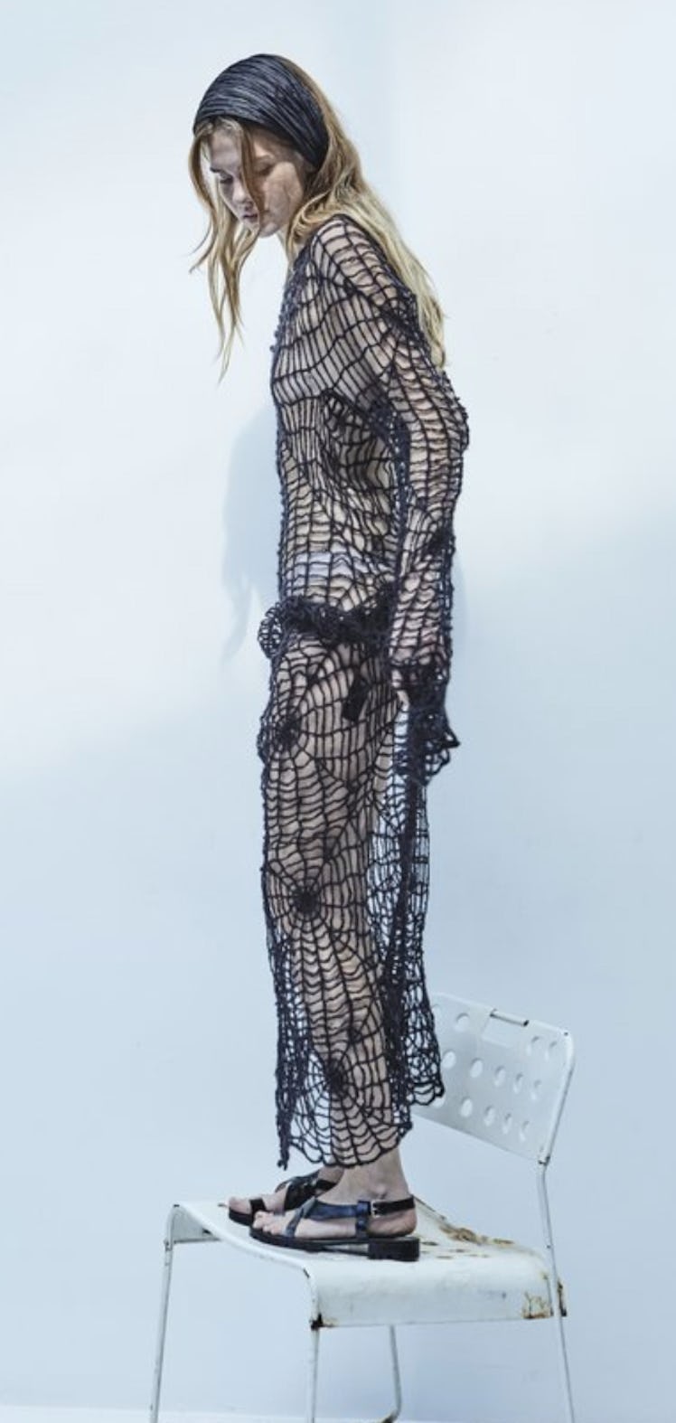 black knit spiderweb dress