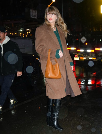 Taylor Swift wearing green in January 2024.