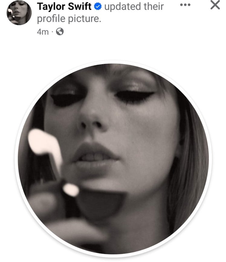 Screenshot of Taylor Swift's temporary profile picture before announcing 'The Tortured Poets Departm...