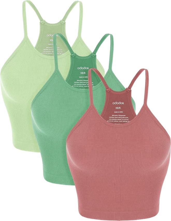 ODODOS Crop Tank Tops (3-Pack)