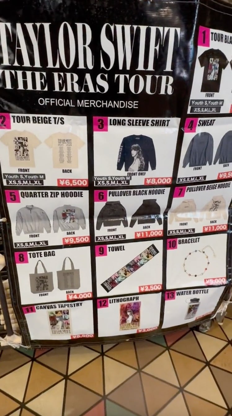 The prices of the Taylor Swift Eras Tour merch is the same internationally. 