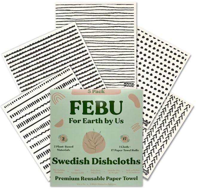 FEBU Swedish Dishcloths for Kitchen (5-Pack)