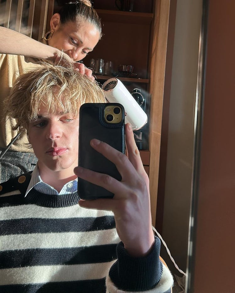 Jack Wright takes a selfie while getting ready for Paris Fashion Week.