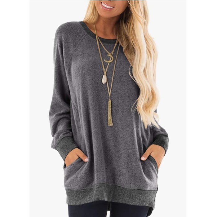 GADEWAKE Casual Color Block Long Sleeve Tee