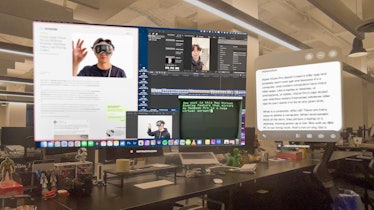 A screenshot showing how the Apple Vision Pro's Mac Virtual Display feature works