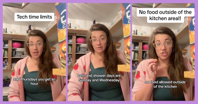 A TikTok mom shared her strategies for managing a large household, including screen time rules, bath...