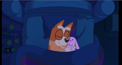 Bingo cuddles with Fluffy in 'Sleepytime.'