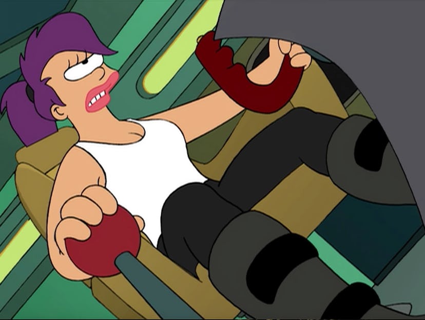 Leela flies the Planet Express on 'Futurama.'