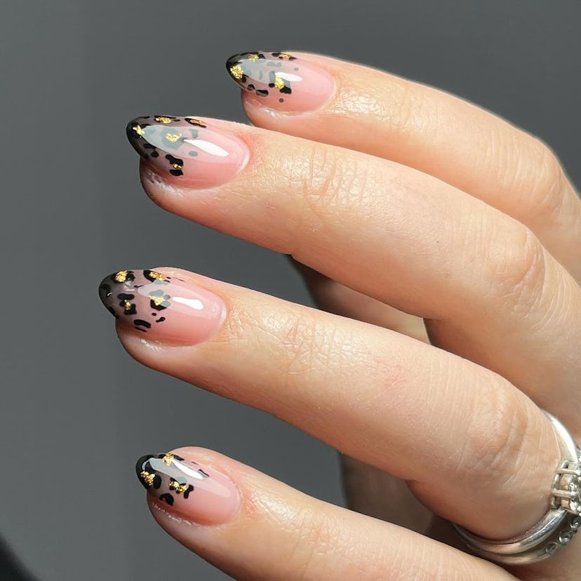 Leopard print nail designs.