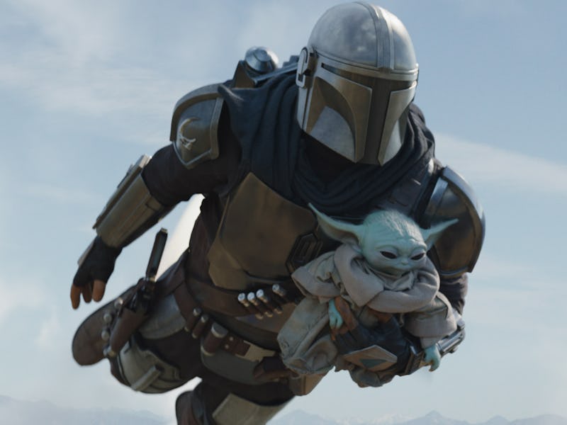 Din Djarin (Pedro Pascal) and Grogu in The Mandalorian