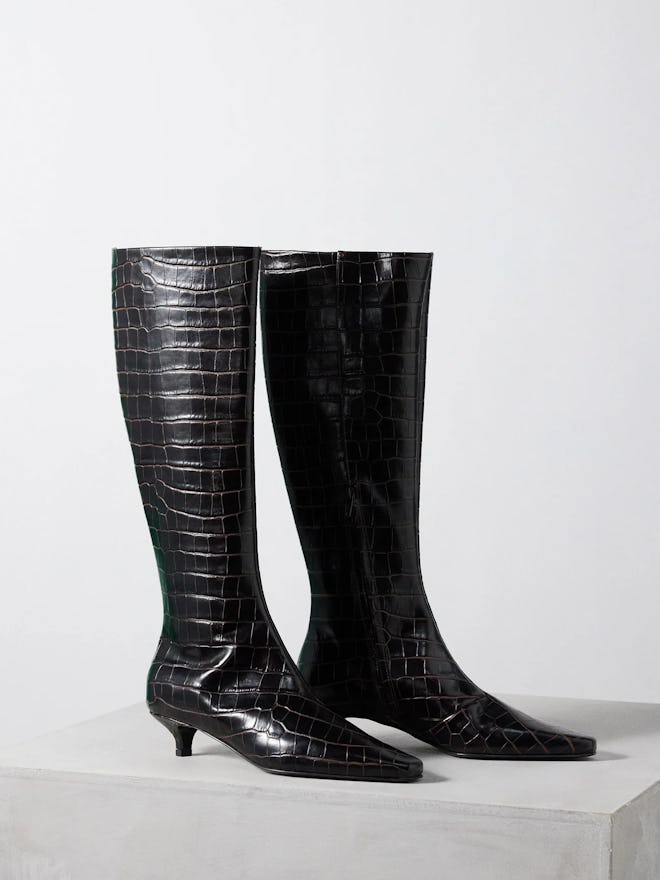 The Slim 35 Crocodile-Effect Leather Boots