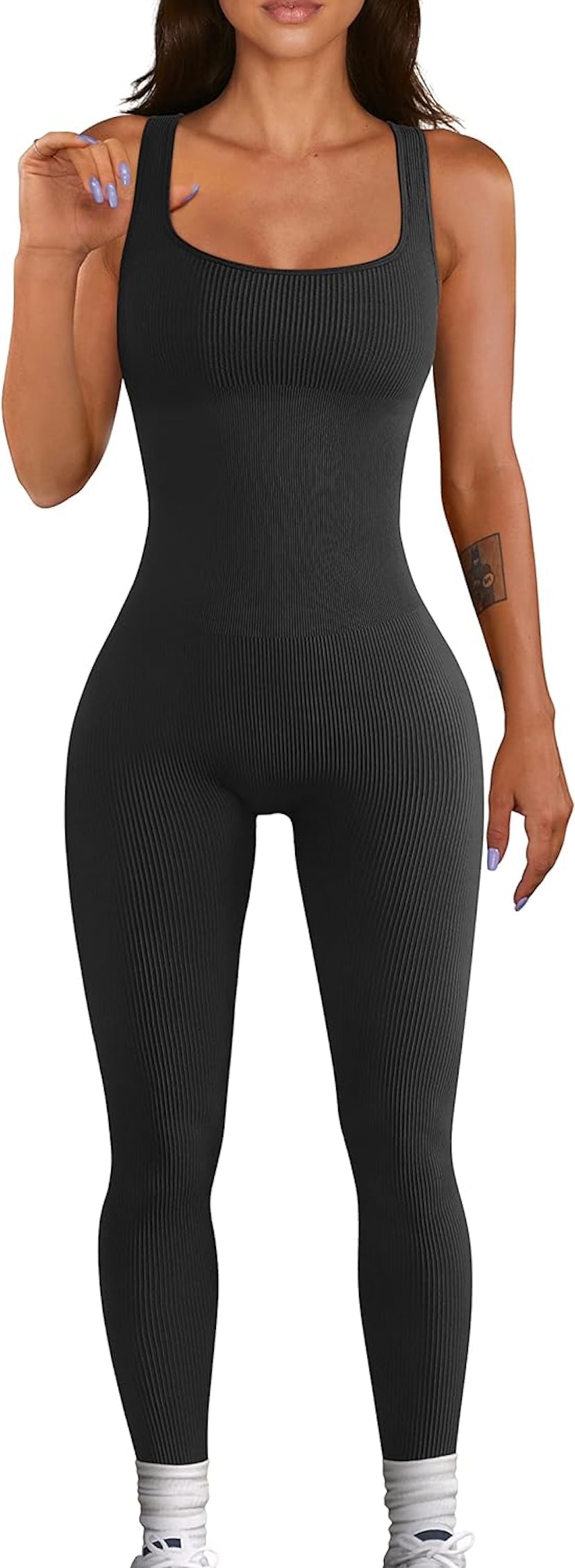 OQQ Yoga Ribbed One Piece Jumpsuit