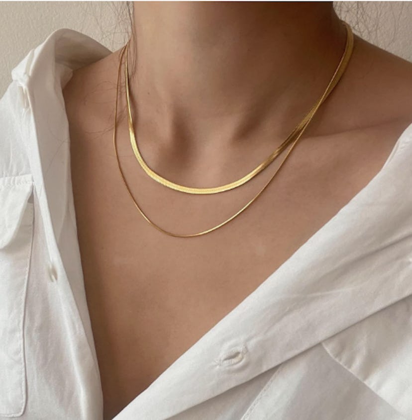 CHESKY Snake Chain Herringbone Necklace