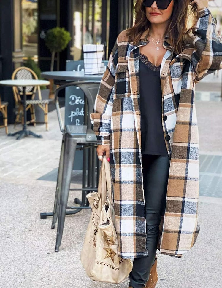 Omoone Long Plaid Shacket