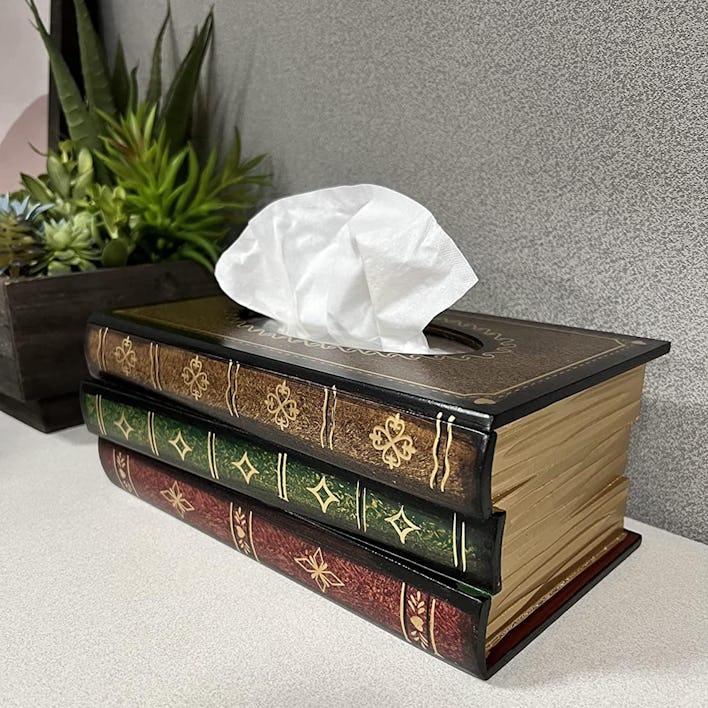 Crafted Classical Antique Book Tissue Box Cover