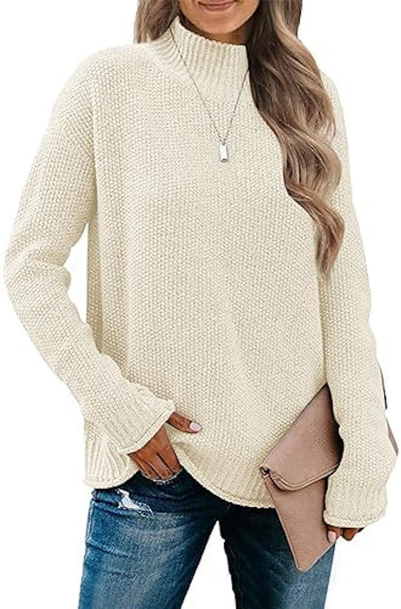 MEROKEETY Long Sleeve Turtleneck Sweater