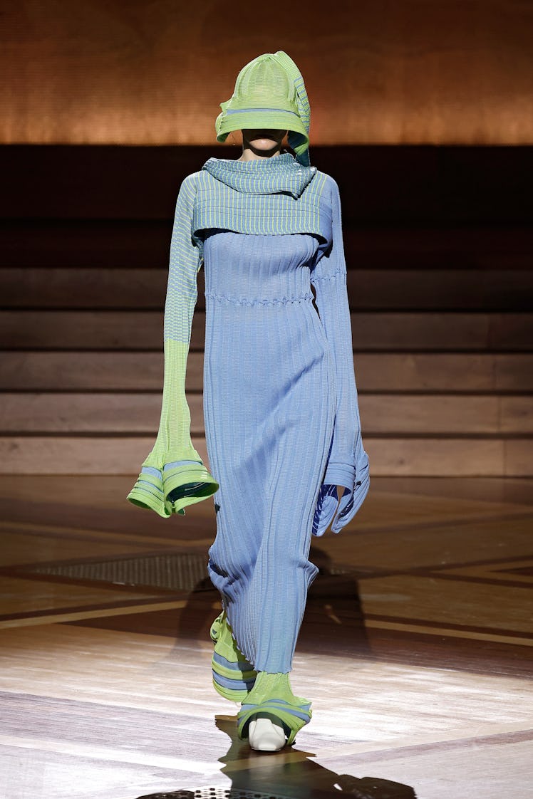 A model walks the runway during the Issey Miyake Womenswear Fall/Winter 2024-2025 show as part of Pa...