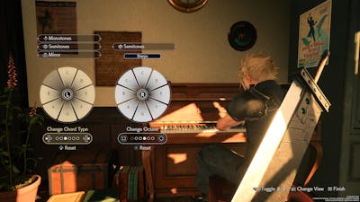 Cloud playing the piano without sheet music.