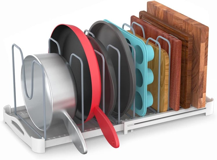 EVERIE Adjustable Bakeware Organizer Pot Lid Holder