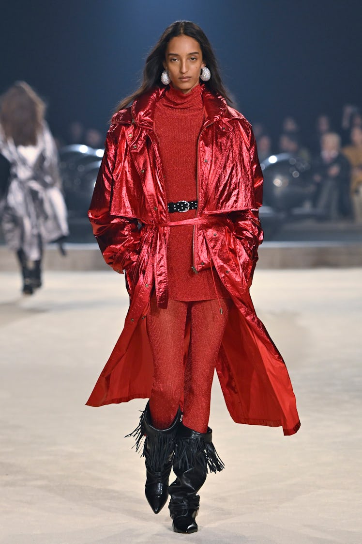 A model walks the runway during the Isabel Marant Ready to Wear Fall/Winter 2024-2025 fashion show a...