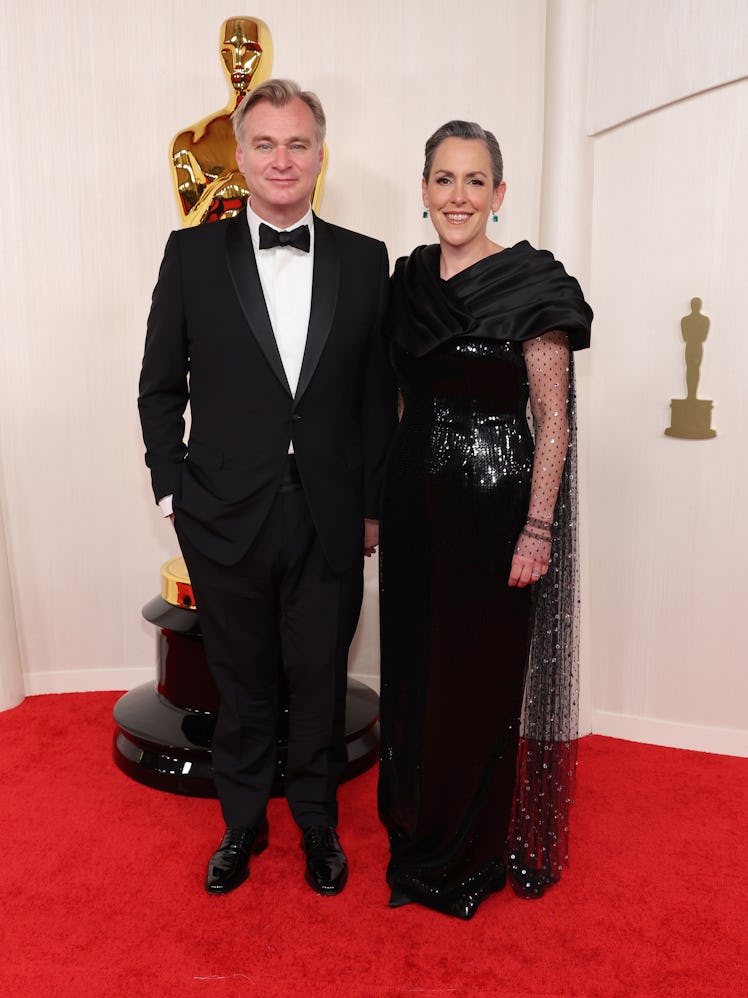 Christopher Nolan and Emma Thomas attend the 96th Annual Academy Awards on March 10, 2024 in Hollywo...