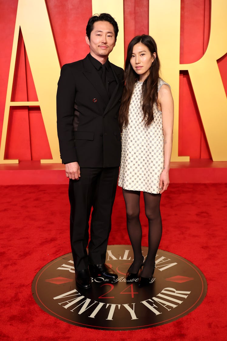  Steven Yeun and Joana Pak attend the 2024 Vanity Fair Oscar Party Hosted By Radhika Jones at Wallis...