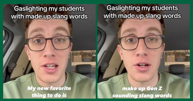 A teacher is confusing his Gen Z students by using slang words that he made up.