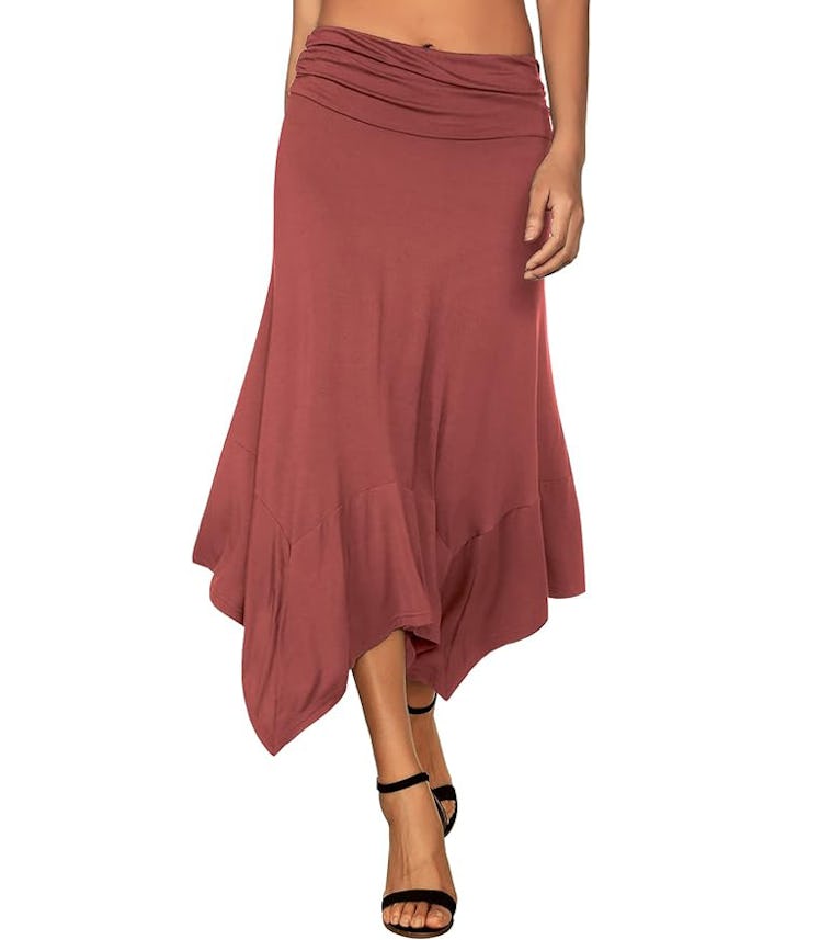 DJT Flowy Handkerchief Hemline Midi Skirt