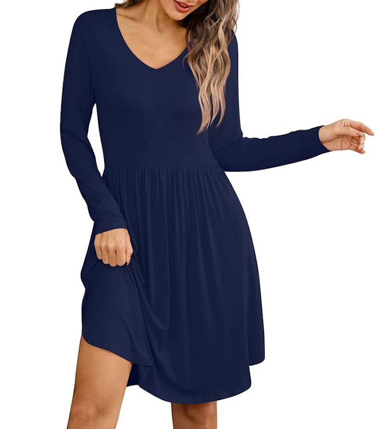 Anymeet 2024 Long Sleeve Casual T Shirt Dress