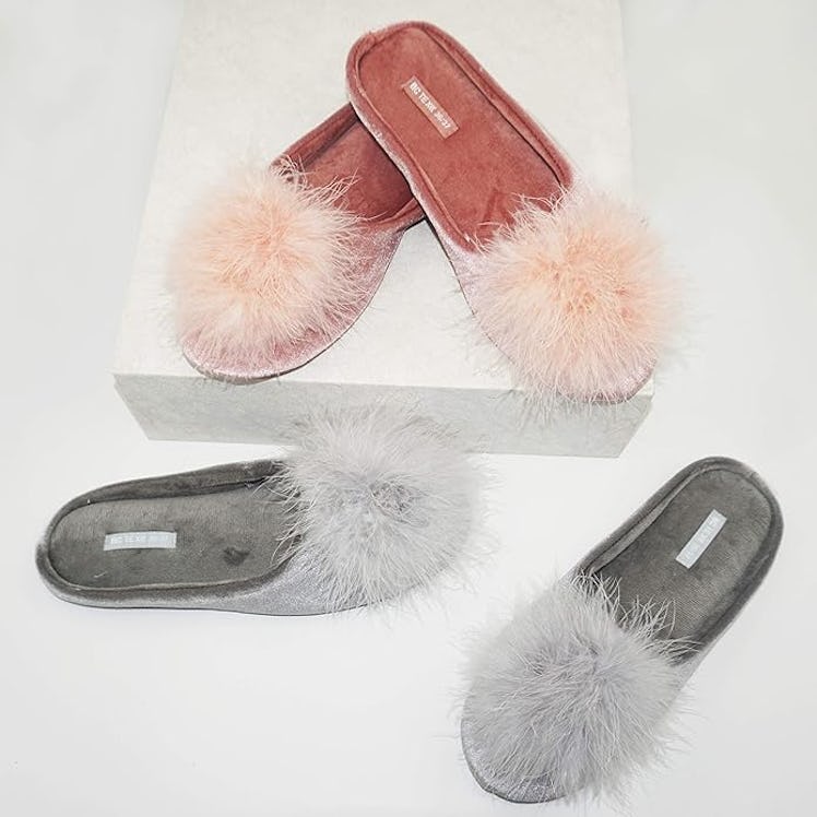 BCTEX COLL Cozy Velvet Memory Foam House Slippers